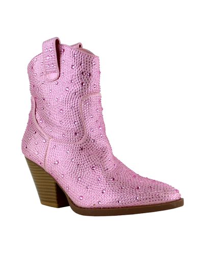 The pink "Forever" Rhinestone Short Western Booties are pictured here.