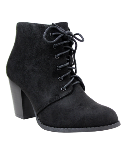 "Forever" Stack 3" Suede Lace-up Heeled Booties