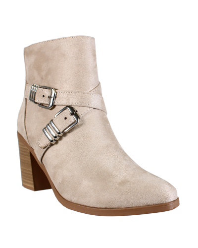 "SODA" 3" Double-Buckles Suede Ankle Boots