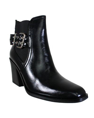 "TOP GUY" Square-toe pleather Belt Buckle Ankle Boots