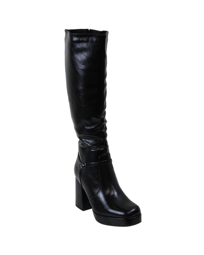 “Top Moda” Platform Block Heel Pleather Knee-High Boots