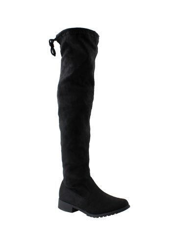 “Forever” 1” Stack Heel Lug Faux Suede Sole Over-the-Knee Boots