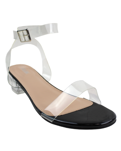 "Link" 1 1/2" Clear Ankle Strap Heels