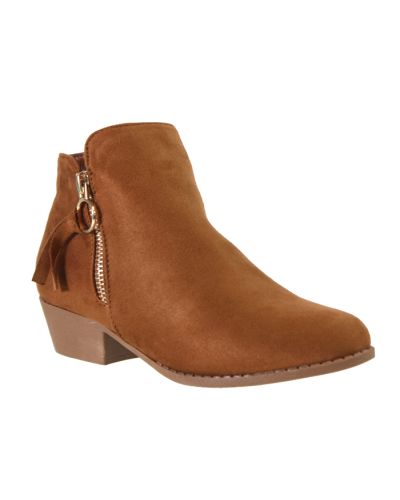“Top Guy” Suede Zipper Low Heel Ankle Boots