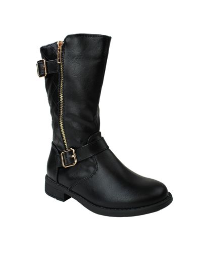 “Forever Link” Quilted Faux Leather Zipper Riding Boots