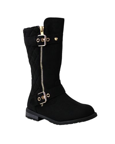 “Forever Link” Quilted Faux Suede Zipper Riding Boots