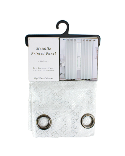 The white and silver "Regal" Foil Embossed Metallic Printed Window Panel is pictured here. 