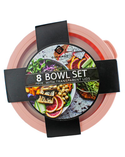 "Gourmet Home" Pink 8-Piece Bowl Set