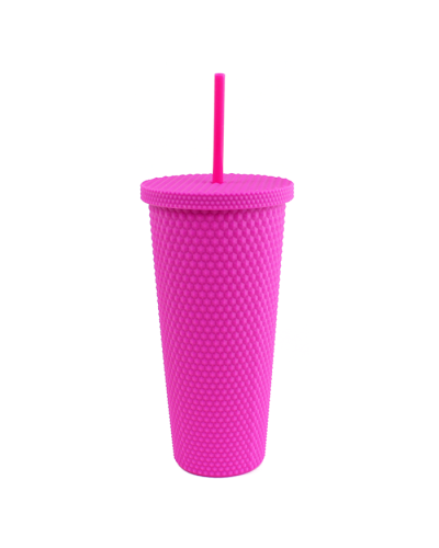 "Diamond" Hot Pink 24oz Studded Beverage Cup