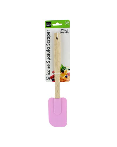 The pink "Kole" Wood Handle Silicone Spatula Scraper is pictured here.