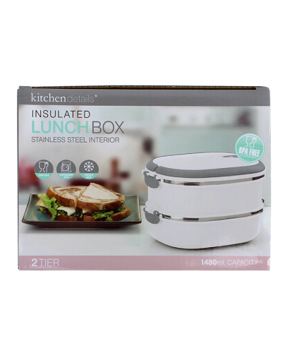 "Kennedy" 2-Tier Oblong Insulated Stainless Steel Lunch Box