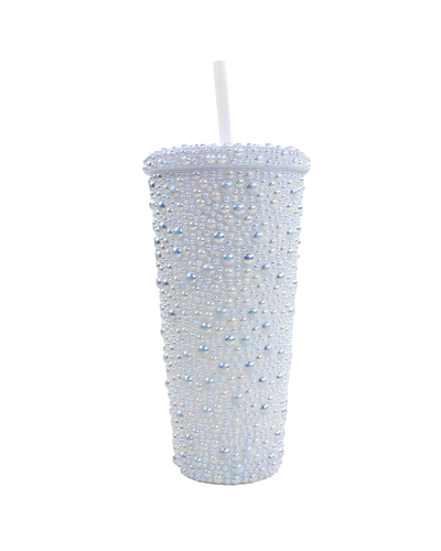 "Neato" 22 oz Pearl Encrusted Cup with Lid and Straw