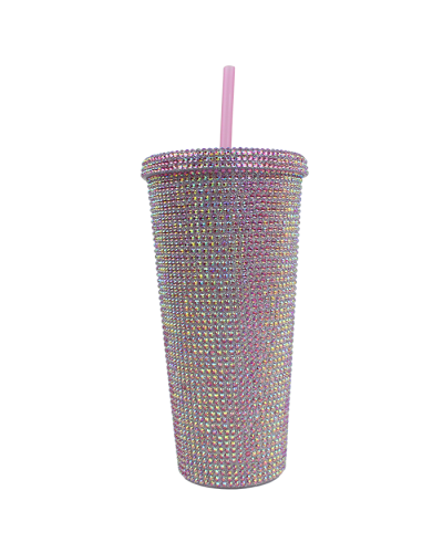 "Neato" 22 oz Pink Rhinestone Cup with Lid and Straw