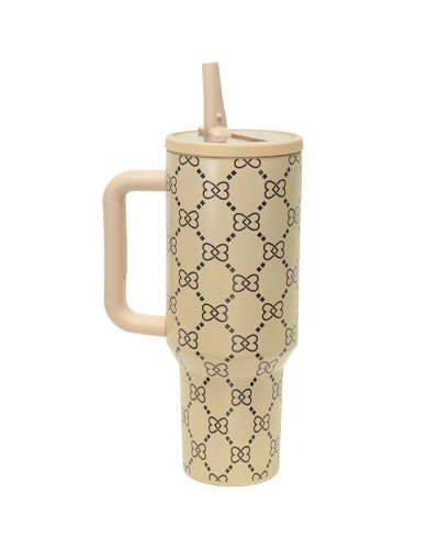 "SHALOM" 40oz Two Heart Pattern Travel Tumbler