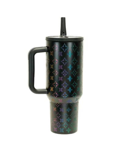 "SHALOM" 40oz Iridescent Diamond Pattern Travel Tumbler