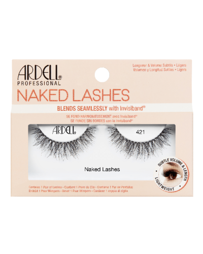 Pictured here is the front packaging of the "Ardell" Naked Lashes 421.