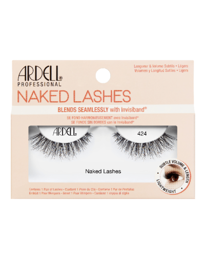 Pictured here is the front packaging of the "Ardell" Naked Lashes 424.
