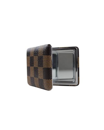 The tan and brown "L & Y Checkered" Pocket Mirror is pictured.