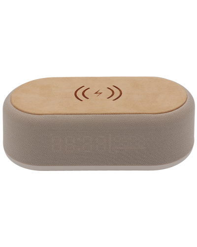 "AFH" Wireless Charger with Digital Clock Beige Bamboo
