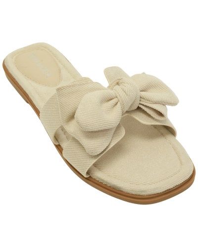 “TOP MODA” Denim H-Slide with Bow-White