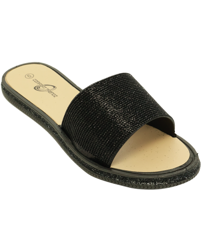 “COMFORT” Rhinestone Slide Single Thick Strap Over