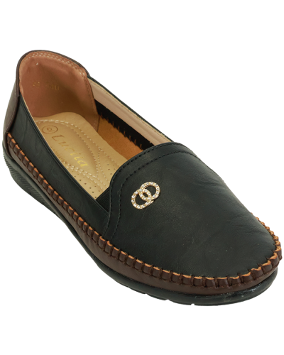 “LUCITA” Comfort 2 Tone Loafer with Metal Embellishment