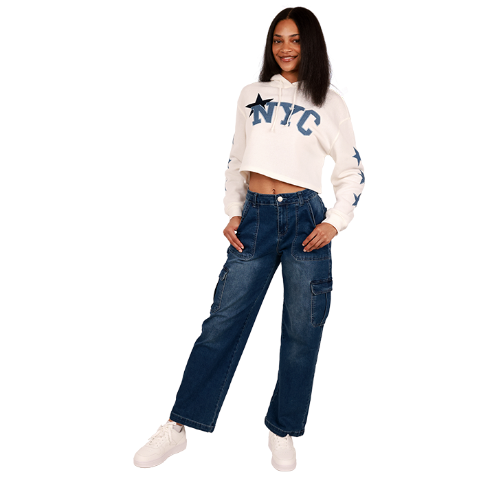 Crop hoodie and jeans outlet