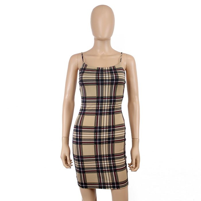plaid spaghetti strap dress