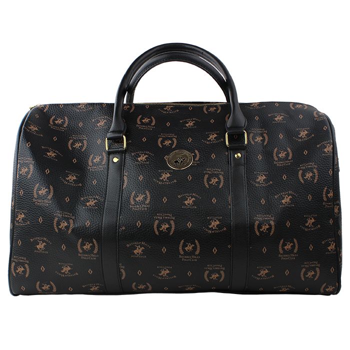 Beverly Hills Polo Club Faux Leather Logo Pattern Duffle Bag