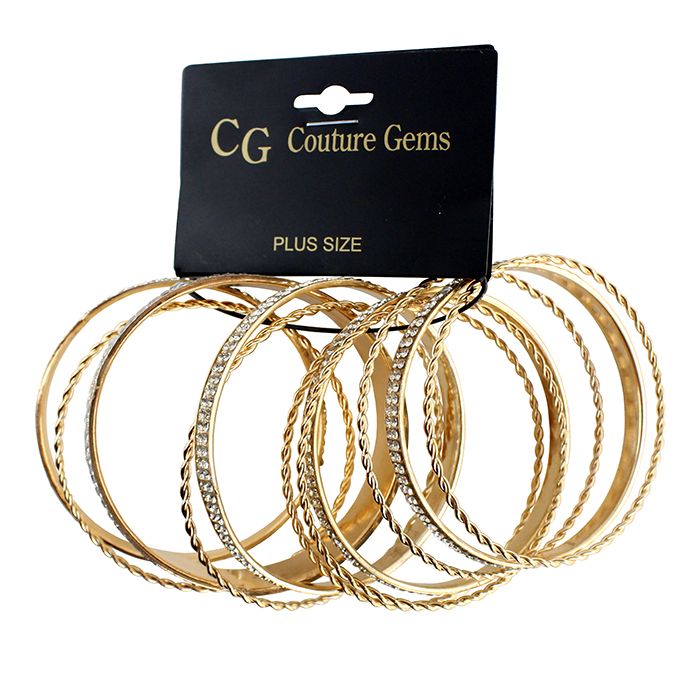 Fashion Gold Tone Cuff Bangle Bracelet Set
