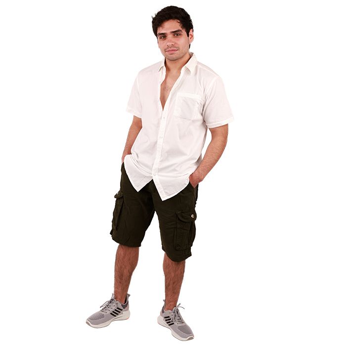 STEXT Short Sleeve Solid White Button Down Dress Shirt