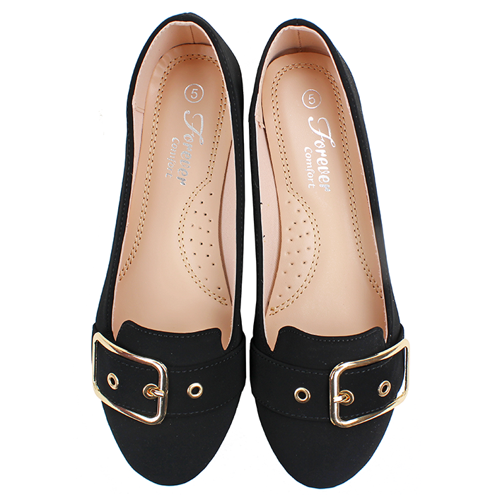 Black flats with gold buckle sales