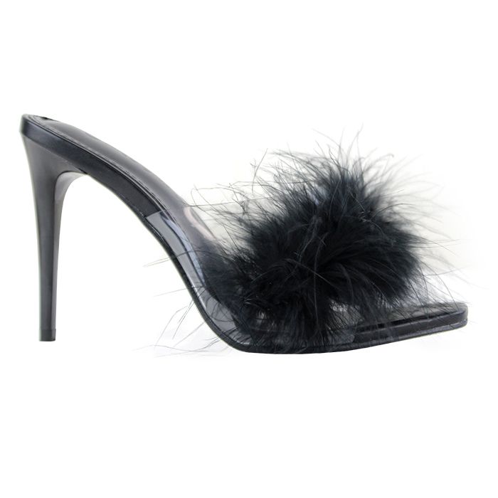Fur mules heels deals