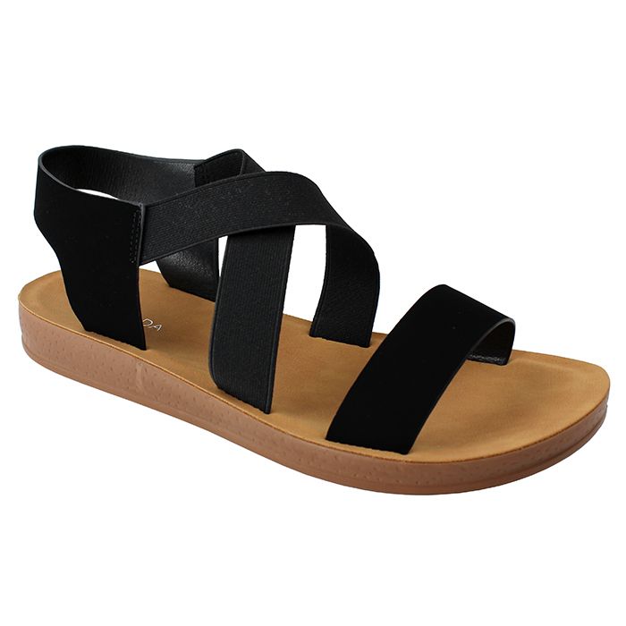 Top Moda Elastic Criss-Cross Strap Sandals