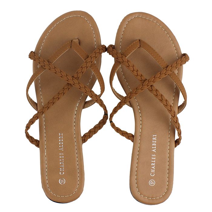 Charles Albert Braided Cross Strap Thong Sandals
