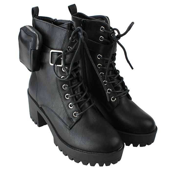 combat lace up heel boots