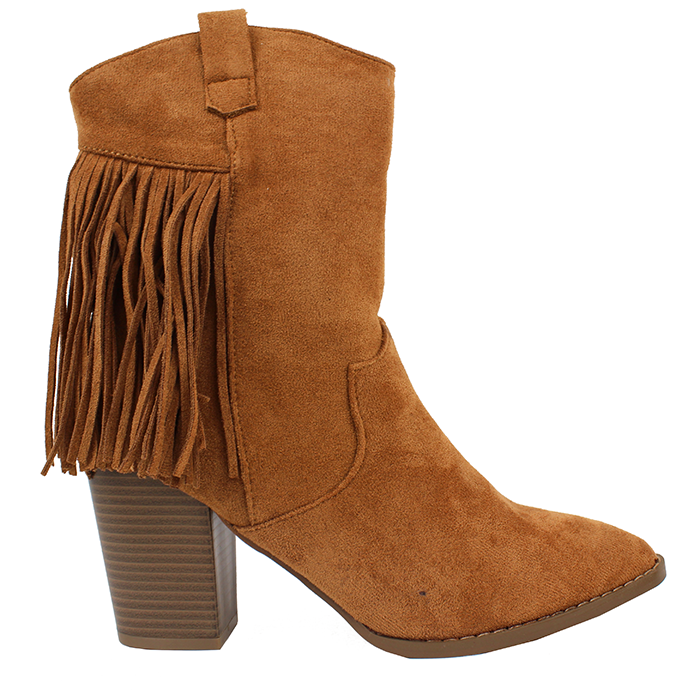 Booties with fringe on side top