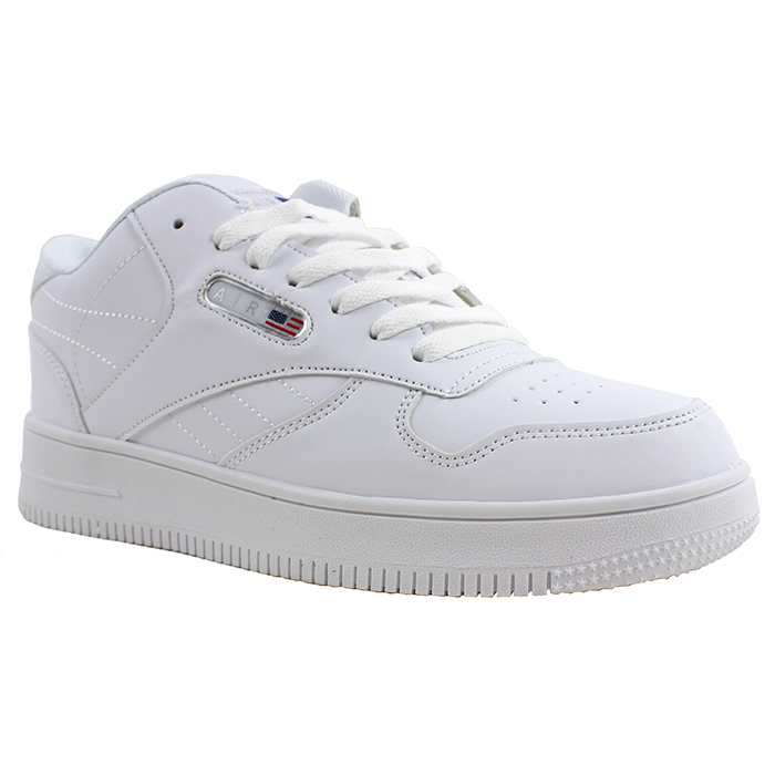 Solid white athletic shoes top