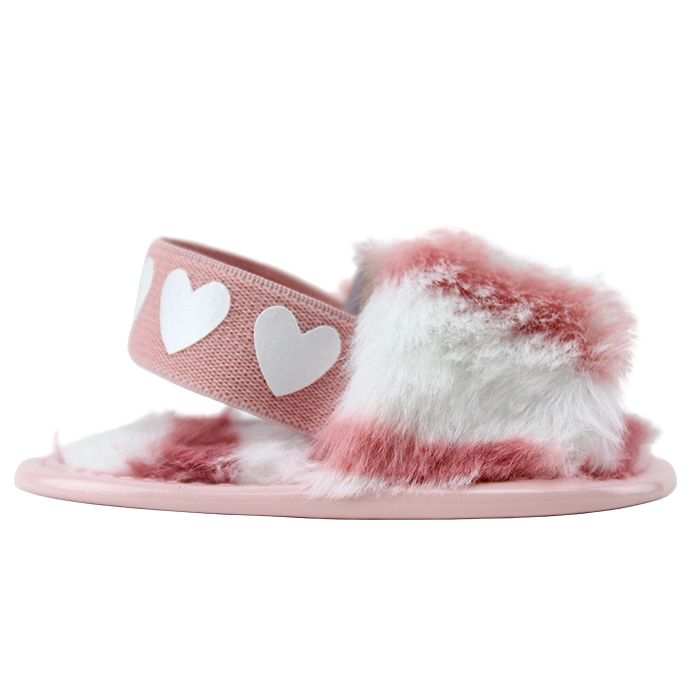 Faux fur sandals with strap clearance