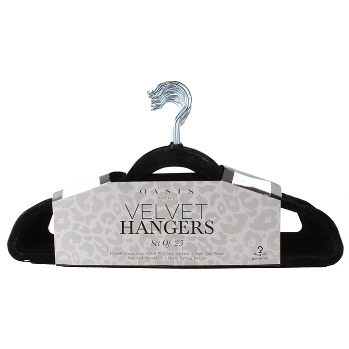 Pack Of 25 Black Flocked Hangers
