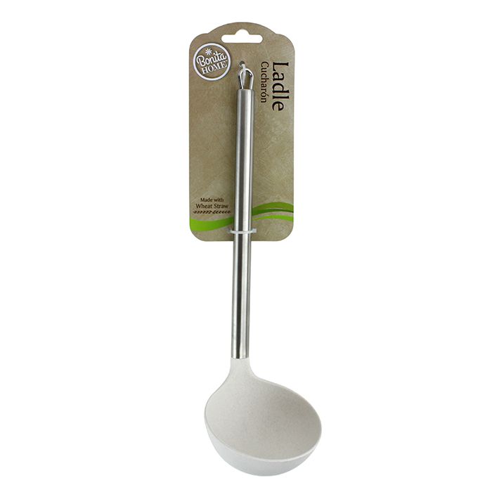 Beille Wheat Straw Beige Slotted Spoon Stainless Steel Handle