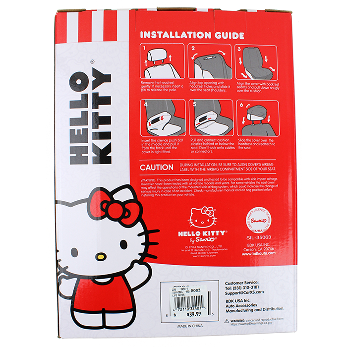 BDK 2 Piece Hello Kitty Car Seat Covers