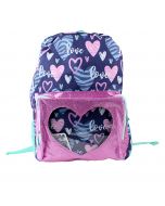 AD Sutton & Sons Heart Pattern Glittery Pocket Backpack w/ Pencil Pouch