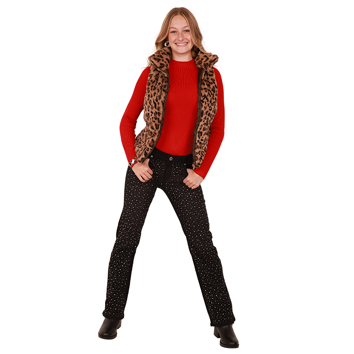 Yoki Cheetah Print Faux Fur Zip up Vest