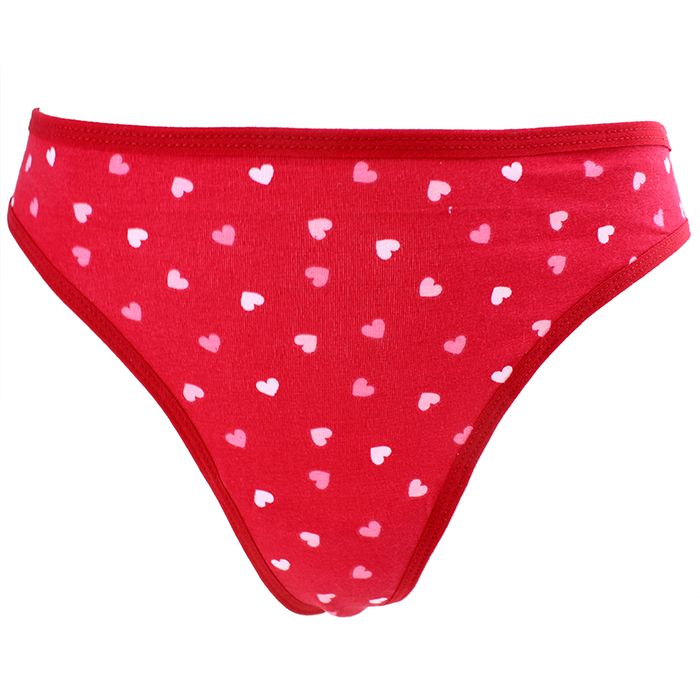 Rene Pink Heart Print Thong Panties