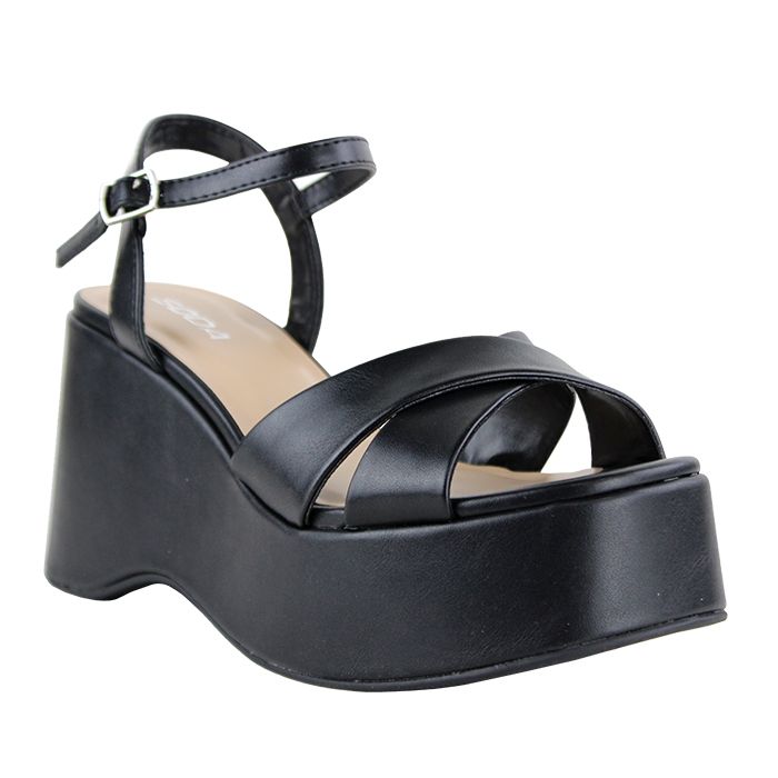 Soda black best sale wedge sandals