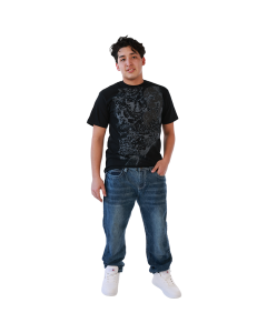 "ECKO" Short Sleeve Black Tee with Skeleton Graphic