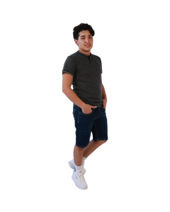 "DISTORTION" Short Sleeve Henley Rib Binding Polo