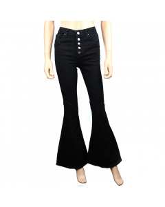 Ladies " LEV" Black Button-Fly Flare Jeans