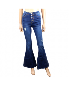 Ladies "LEV" Dark Button-Fly Flared Jeans